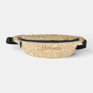 Champagne gold glitter sparkles Custom name Fanny Pack