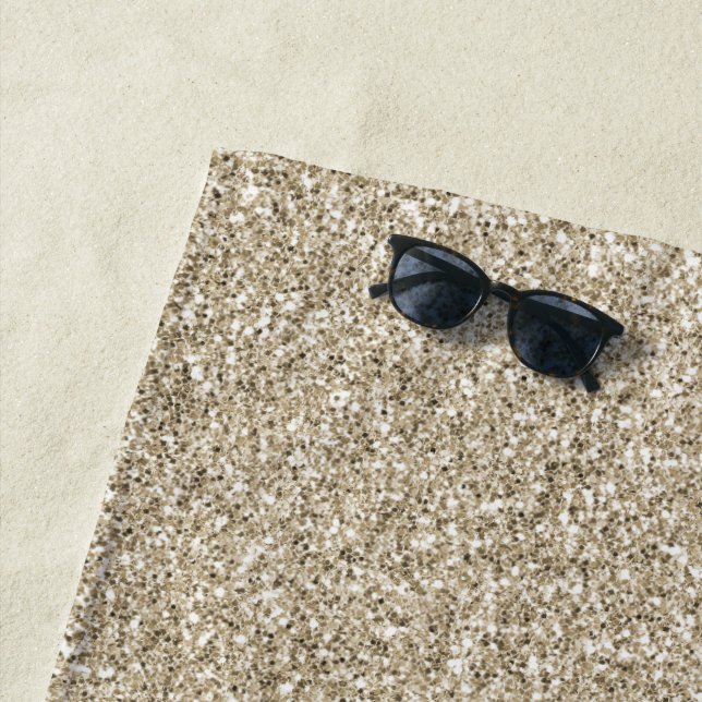 Champagne Gold Glitzy Glitter Beach Towel (In Situ)