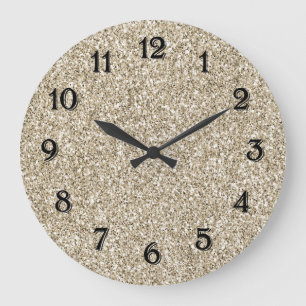 Champagne Gold Glitzy Glitter Large Clock