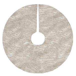 Champagne Gold Glitzy Glitter Zebra Print Brushed Polyester Tree Skirt