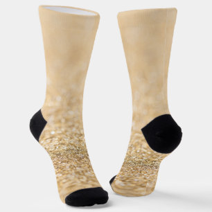 Champagne gold light faux glitter sparkles socks