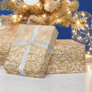 Champagne gold light faux glitter sparkles wrapping paper