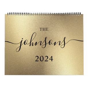 Champagne Gold Modern Script Name Photo Calendar