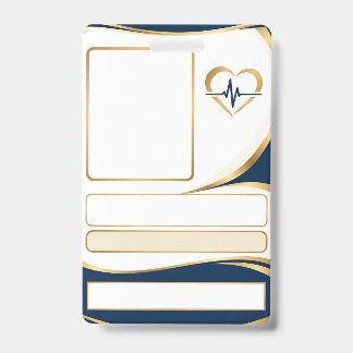 Champagne Gold & Navy Nurse ID Badge Template | Cu