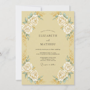 Champagne Gold Ornate Vintage Wedding Invitation