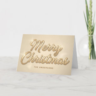 Champagne Gold Script Merry Christmas Card