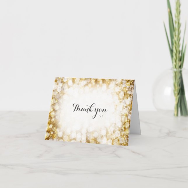 Champagne Gold Sparkling Glam Thank You Card (Front)