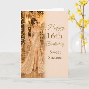 Champagne Gold Sweet Sixteen Birthday Card