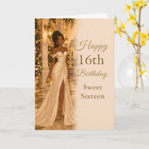 Champagne Gold Sweet Sixteen Birthday Card