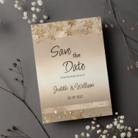 Champagne Golden Snowflakes Luxury Save the Date