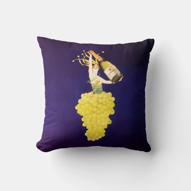 Champagne Grapes Throw Pillow (Front)