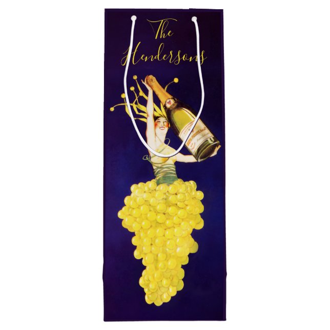 Champagne Grapes  Wine Gift Bag (Back)