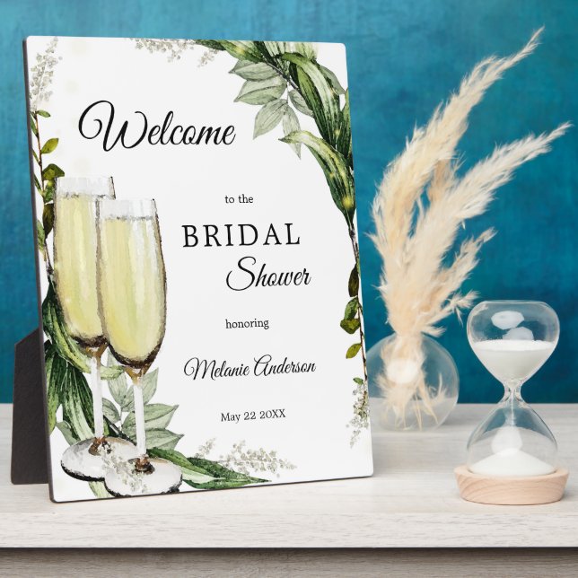 Champagne Greenery Bridal Welcome Sign Plaque (Side)
