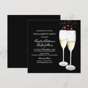 Champagne & Heart Engagement Party Invitation