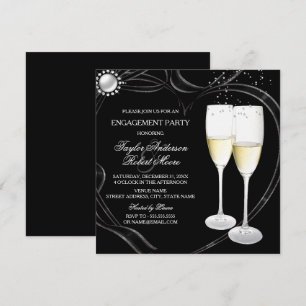 Champagne & Heart Engagement Party Invitation