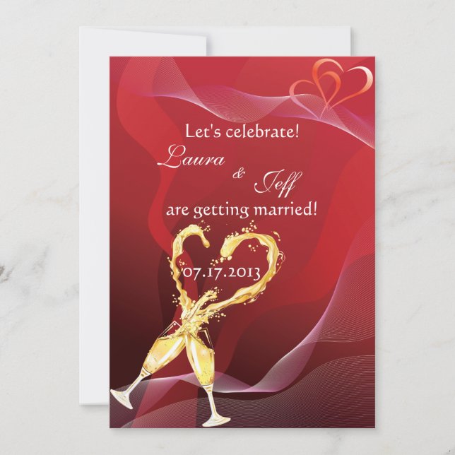 Champagne Heart Faire-part de mariage (Devant)