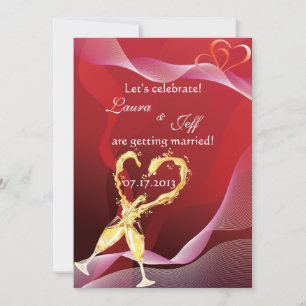 Champagne Heart Wedding Invitation