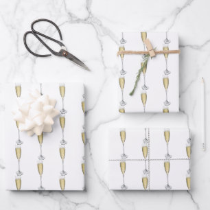 Champagne Hearts Wrapping Paper Sheet
