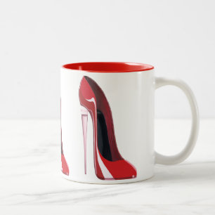 Champagne Heel Red Stiletto Shoe Art Two-Tone Coffee Mug