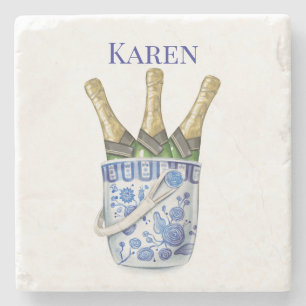 Champagne in Chinoierie Ice Bucket  Stone Coaster