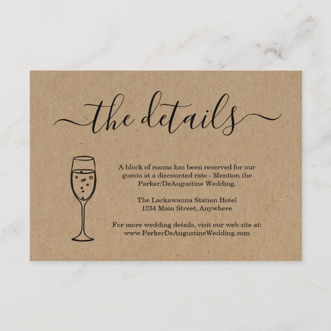 Champagne Information Details Enclosure Card (Front)