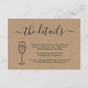 Champagne Information Details Enclosure Card