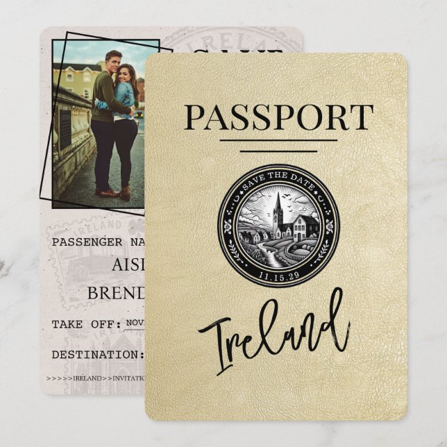 Champagne Ireland Passport Save The Date (Front/Back)