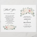 Champagne Ivory Blush Pink Floral Greenery Wedding<br><div class="desc">Ivory floral wedding program featuring elegant bouquet of peach ,  white ,  gold,  champagne ivory,  blush colour rose ,  ranunculus flower buds and sage green eucalyptus leaves and elegant watercolor bouquet. Please contact me for any help in customization or if you need any other product with this design.</div>