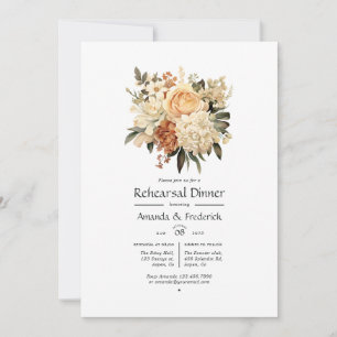 Champagne & Ivory Floral Wedding Rehearsal Dinner Invitation
