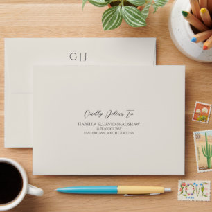 Champagne Ivory Monochromatic Wedding Envelope