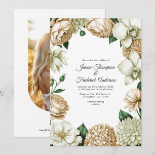 Champagne & Ivory Watercolor Floral Wedding Invitation