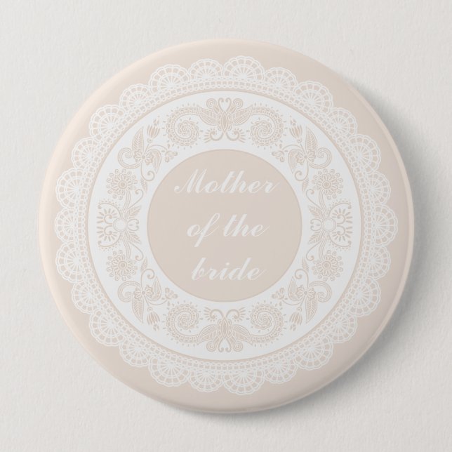 Champagne Lace Mother of the Bride Pin Badge (Front)
