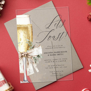 Champagne Let's Toast Winter Engagement Acrylic Invitations