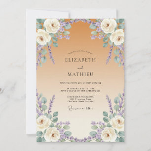 Champagne Lilac Watercolor Wedding Invitation