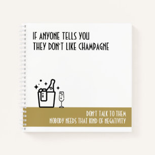 Champagne Lover's Gold Colour Notebook