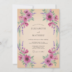Champagne Magenta Bloom Wedding Invitation