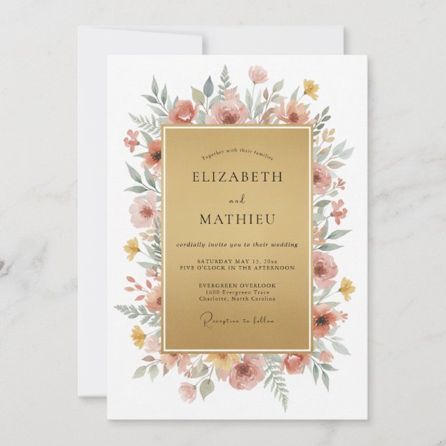 Champagne Mauve Eucalyptus Wedding Invitation (Front)