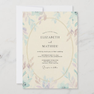 Champagne Mauve Foliage Eucalyptus Wedding Invitation
