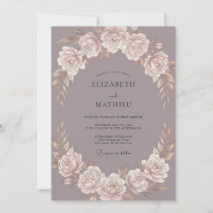 Champagne Mauve Rose Wedding Invitation