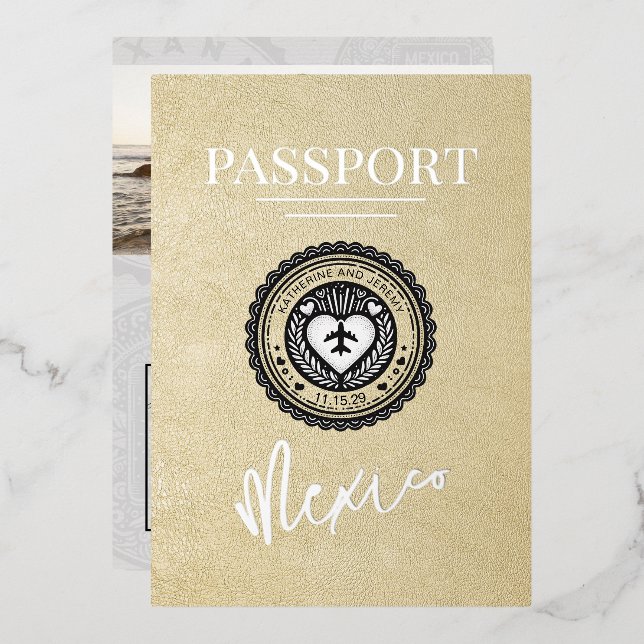 Champagne Mexico Passport Wedding (Front/Back)