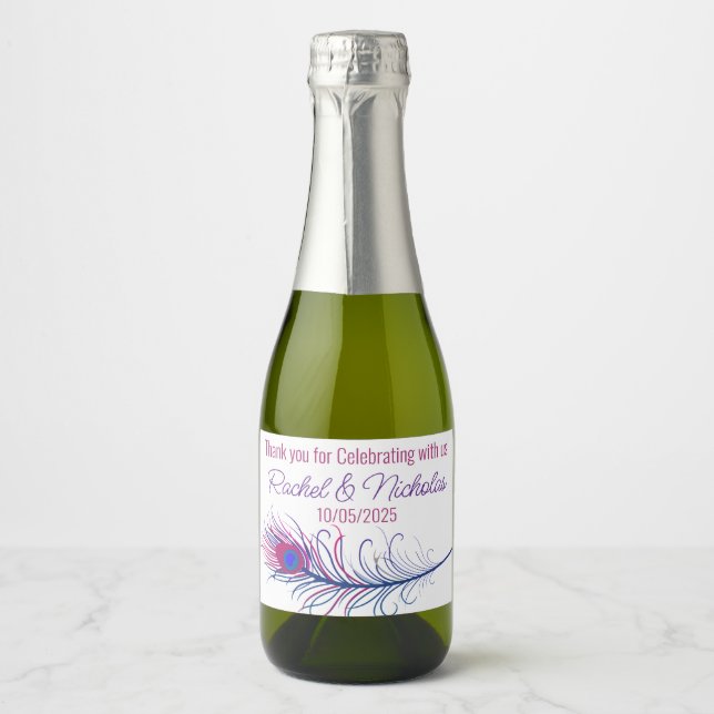 Champagne mini bottles favours personalized sparkl sparkling wine label (Front)