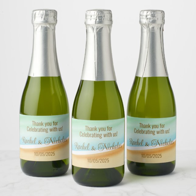Champagne mini bottles favours personalized sparkling wine label (Bottles)