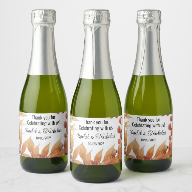 Champagne mini bottles favours personalized sparkling wine label (Bottles)