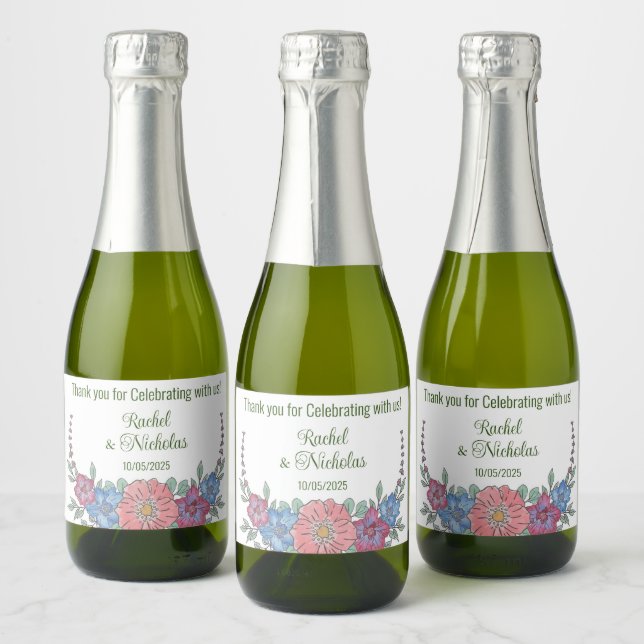 Champagne mini bottles favours personalized sparkling wine label (Bottles)