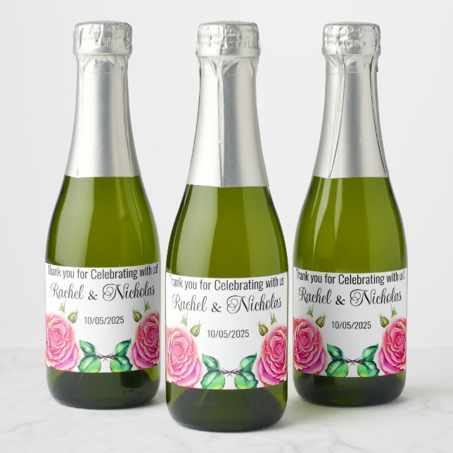 Champagne mini bottles favours personalized sparkling wine label (Bottles)