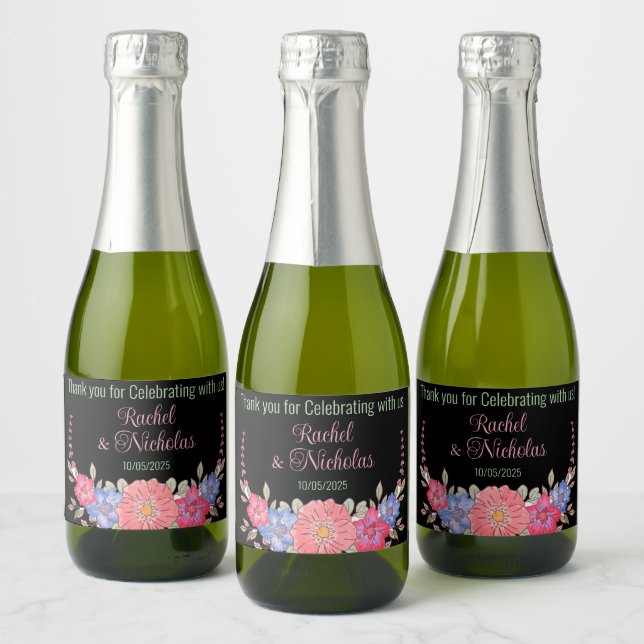 Champagne mini bottles favours personalized sparkling wine label (Bottles)