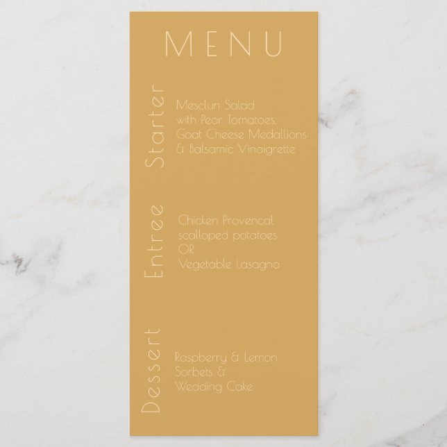 Champagne moderne Tone on Tone Menu Mariage (Devant)