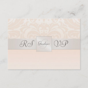 Champagne Monogram Damask RSVP Reply Invitation