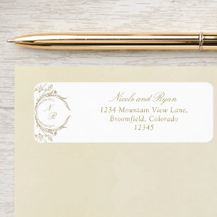 Champagne Monogram Élégant mariage Adresse de reto