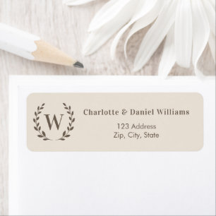 Champagne monogram initial wreath return address